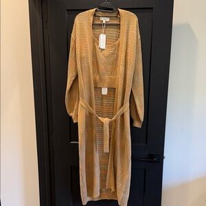 2-Piece Knit Duster Set in Camel